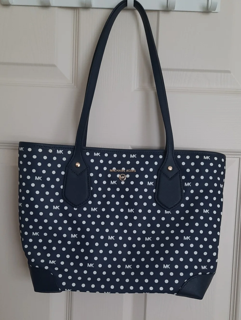 Michael Kors Navy and White Polka Dot Shoulder Bag
